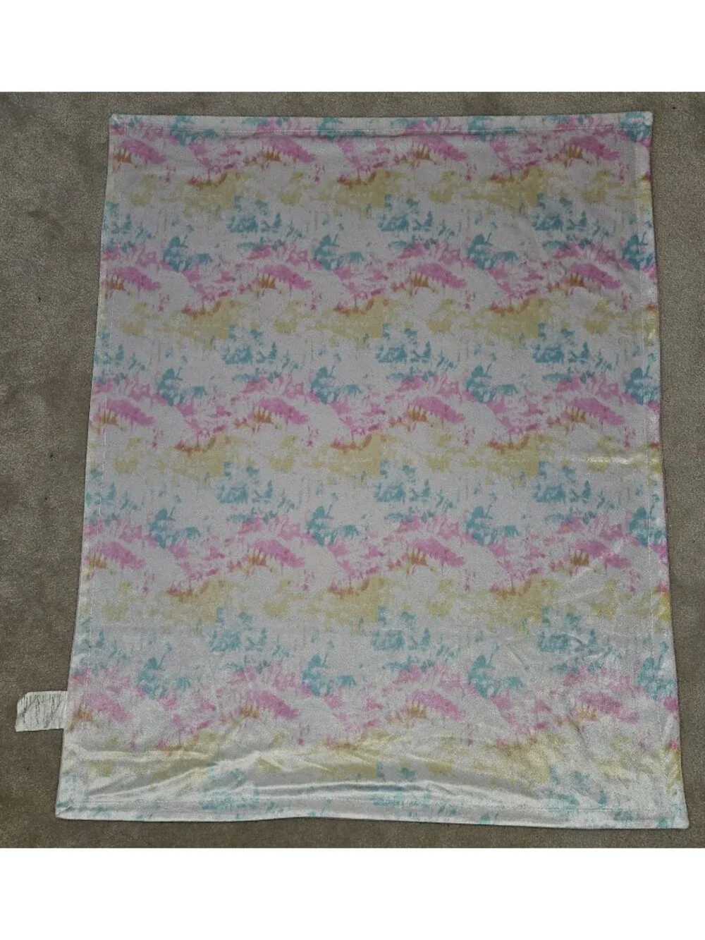 RN 119741 Pink White Blue Yellow Tie Dye Fleece Baby Blanket Reversible SL Home